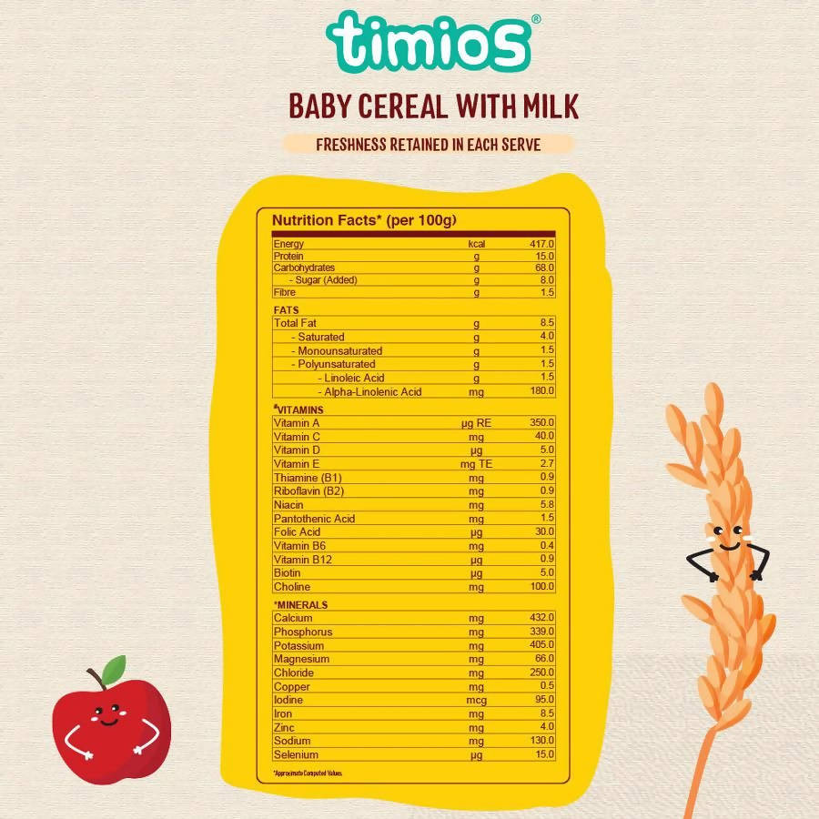 Timios Organic Rice Apple Baby Cereal | Grocsy