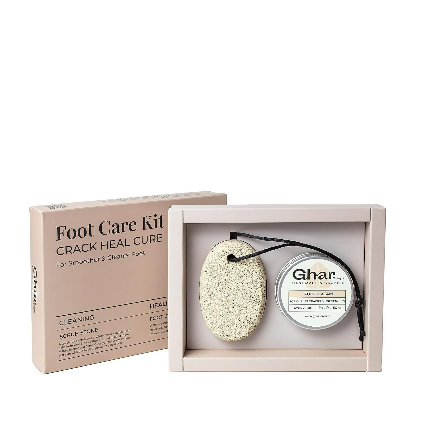 Ghar Soaps Foot Cream For Cracked Heels With Scrub Stone For Women & Men | Grocsy