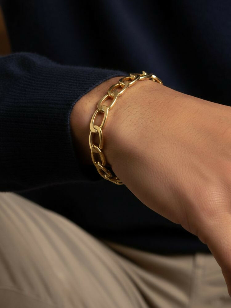 NVR Men's Gold Plated Cuff Bracelet | Grocsy