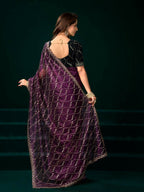 Joban Fashion Wine Net Party Wear Sarees | Grocsy