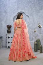 Kesar Fab Pink Organza Embroidered Lehenga | Grocsy