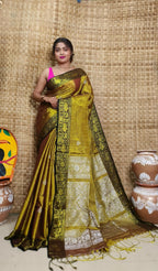 Exclusive Collection Golden Beautiful Tissue Benarasi Saree | Grocsy