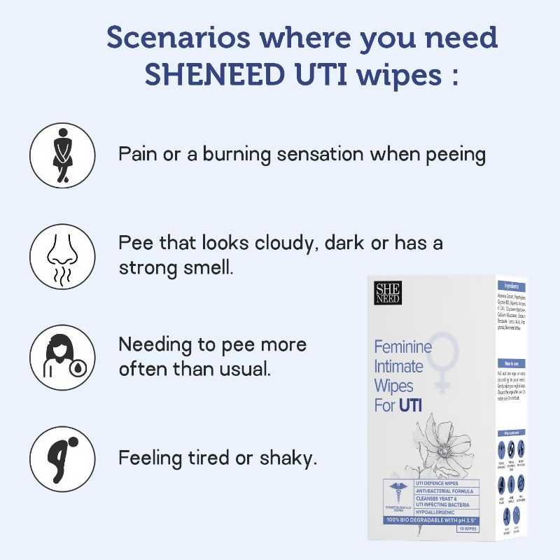 SheNeed Feminine Intimate Wipes for UTI | Grocsy