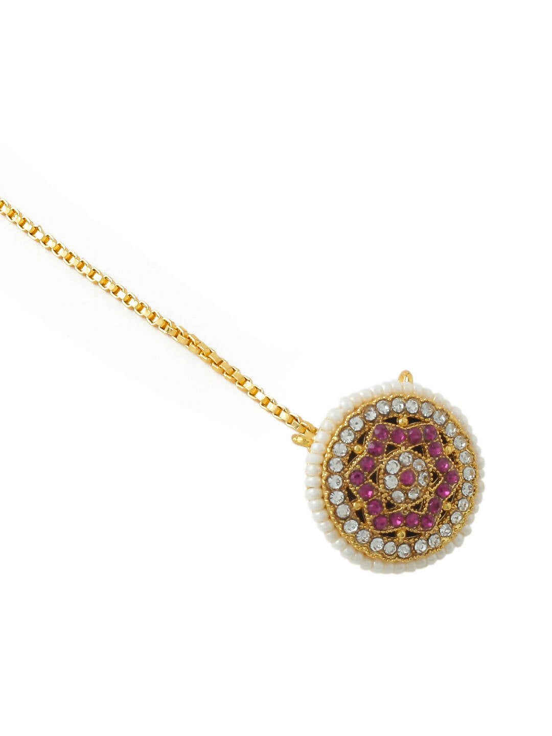 NVR Women's Trending Stylish Gold-Polished Maang Tikka | Grocsy