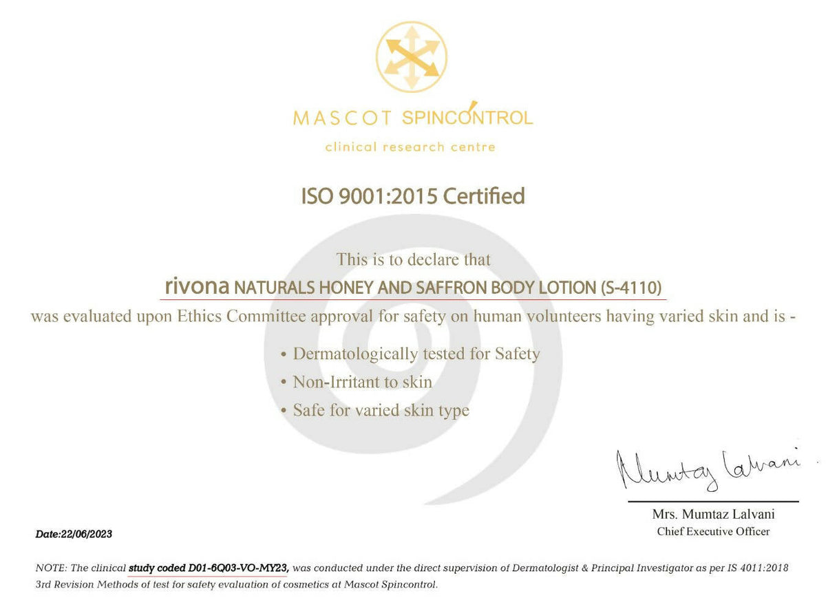 Rivona Naturals Honey & Saffron Lotion | Grocsy