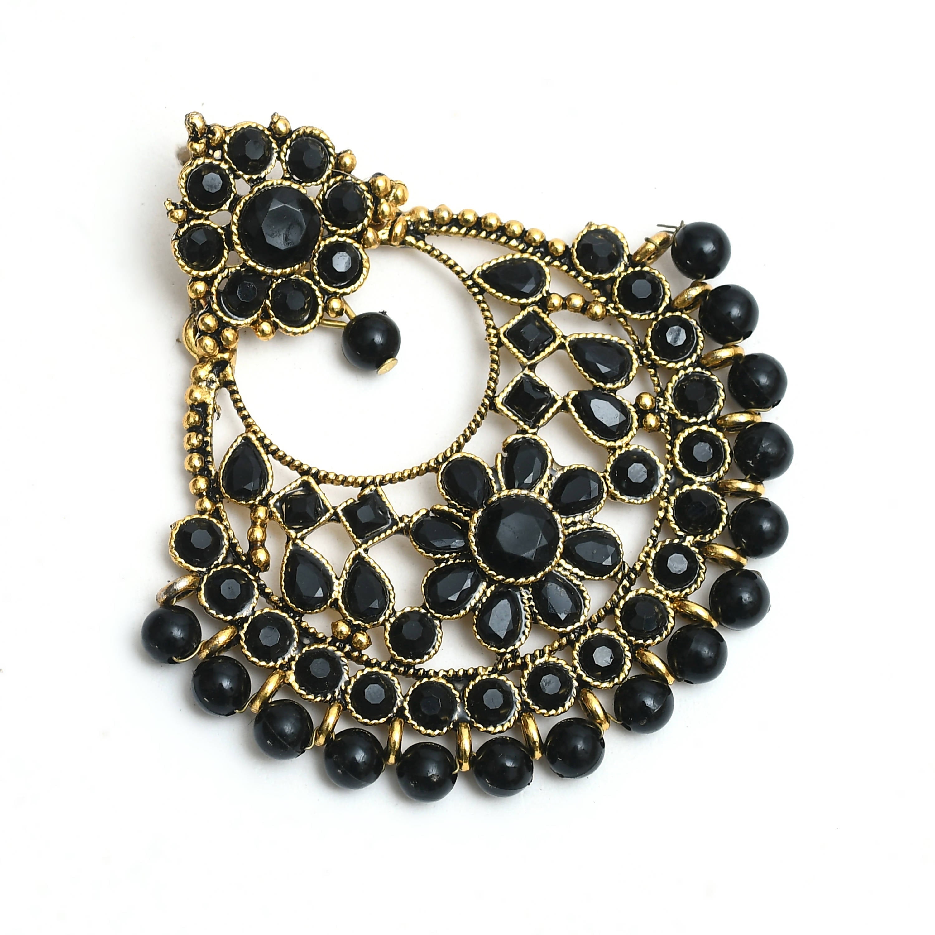 Mominos Fashion Johar Kamal Golden And Black Beaded Earrings | Grocsy