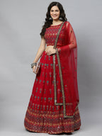 Deep Pink Georgette Heavy Embroidery mirror Work Lehenga Choli with Dupatta - Jivika | Grocsy