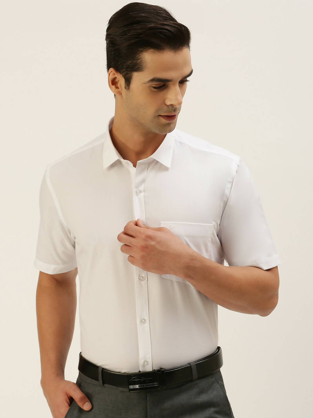 Ramraj Cotton Mens Half Sleeve White Shirt Plus Size - Minister Cotton | Grocsy