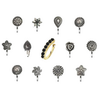 Thanu's Craft Oxidised Nose Pin Ring Studs Black Metal Germam silver Nosepin for Women | Grocsy