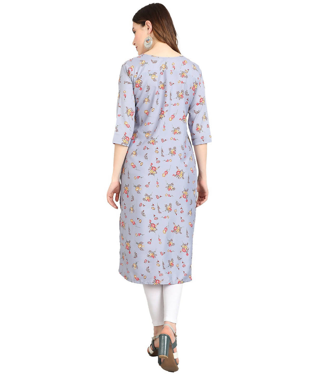 Vamika Grey French Crepe Printed Party Wear/Casual Wear Kurti | Grocsy