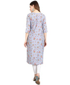 Vamika Grey French Crepe Printed Party Wear/Casual Wear Kurti | Grocsy