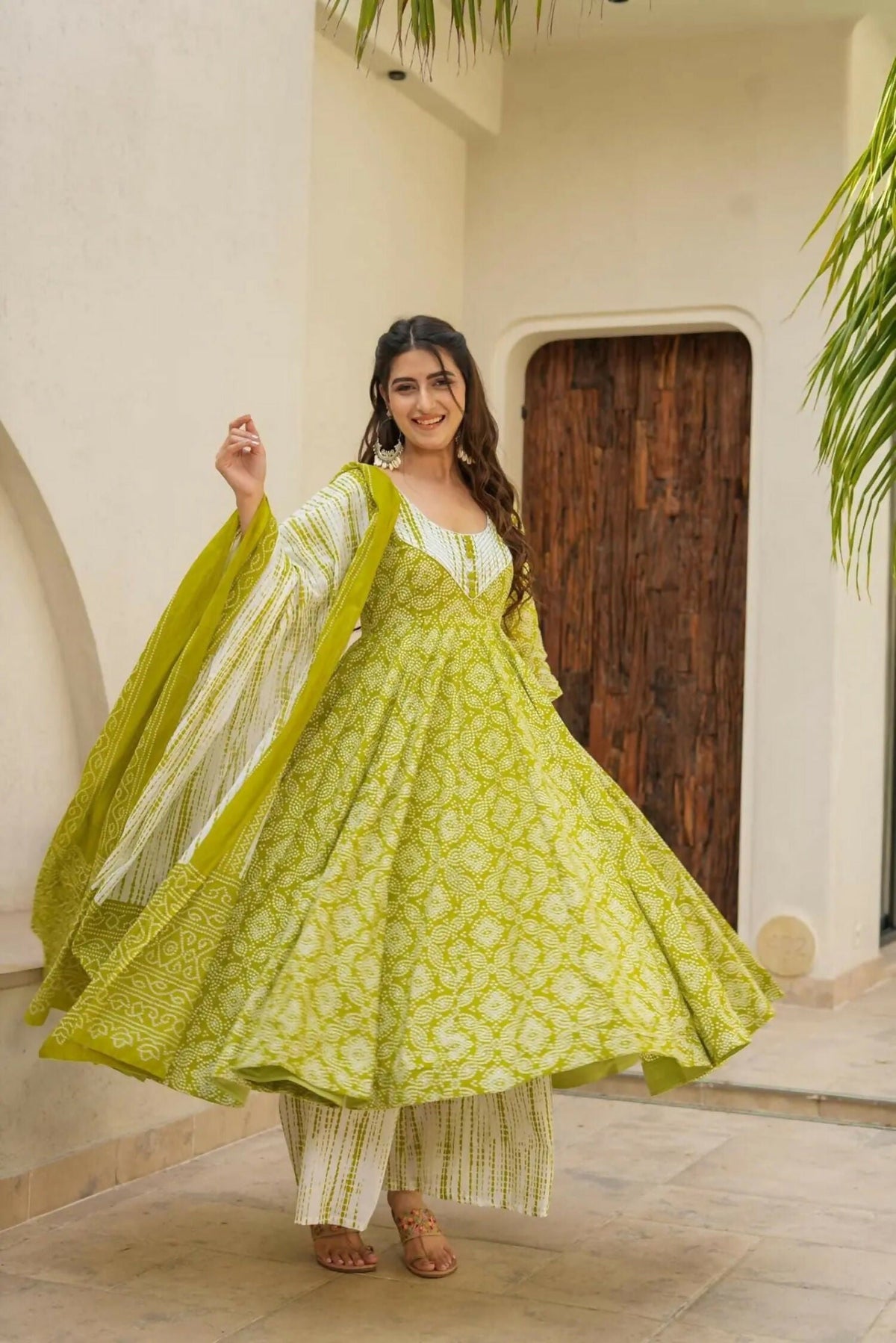 Aayaa Designer Printed Muslin Suit - Parrot yellow | Grocsy