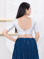 Joban Fashion Silver Tissue Elbow Sleeveless Back Open Blouse | Grocsy