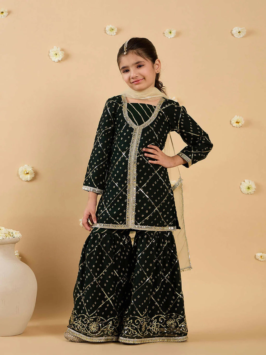 Joban Fashion Girl's Black Color Sharara Set | Grocsy