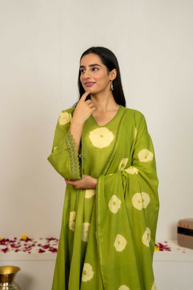 Joban Fashion Green Tie & Dye Cotton Suit Set | Grocsy