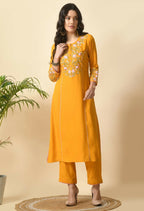 Joban Fashion Yellow Cotton Rayon Kurta Set | Grocsy