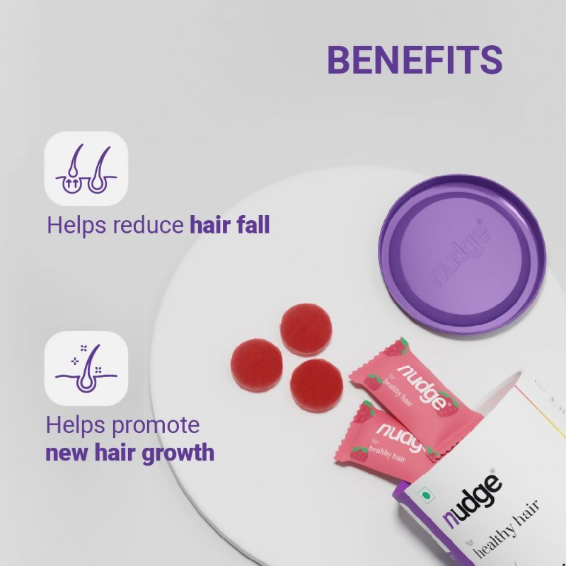 Nudge Biotin Hair Gummies - Strawberry Flavour | Grocsy