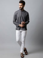 Even Apparels Grey Color Pure Cotton Men's Kurta With Side Placket (SLD1202) | Grocsy