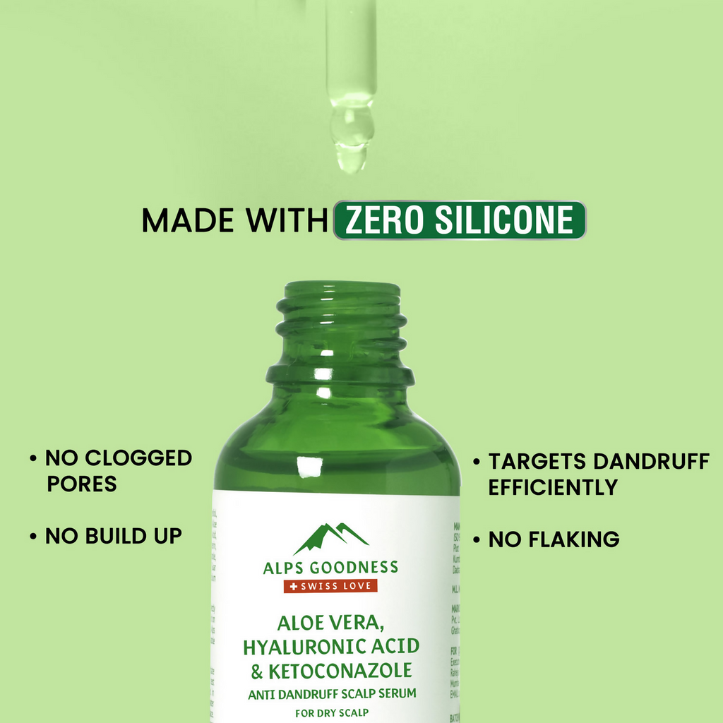 Alps Goodness Aloe Vera, Hyaluronic Acid & Ketoconazole Anti Dandruff Scalp Serum For Dry Scalp | Grocsy
