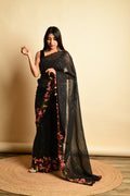 Vamsee Sparkle Sparkle -Black Georgette Saree | Grocsy