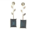 Bling Accessories Swarovski Montana Blue 92.5 Sterling Silver Leaf Earrings | Grocsy