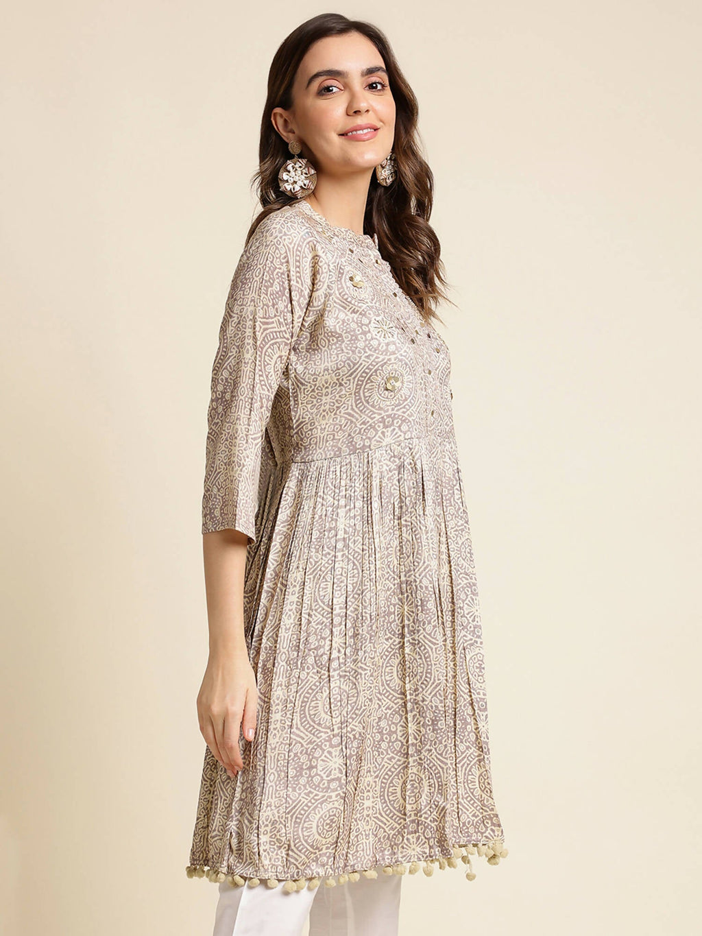 Grey Chiffon Paisley Printed Top - Himanshi | Grocsy