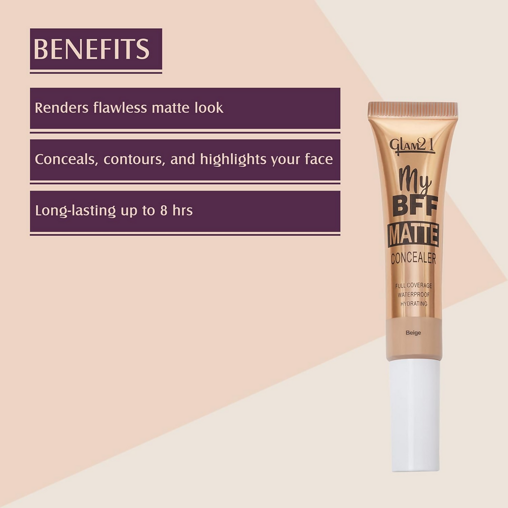 Glam21 My BFF Matte Liquid Concealer For All Skin Tone Matte Finish - Beige | Grocsy
