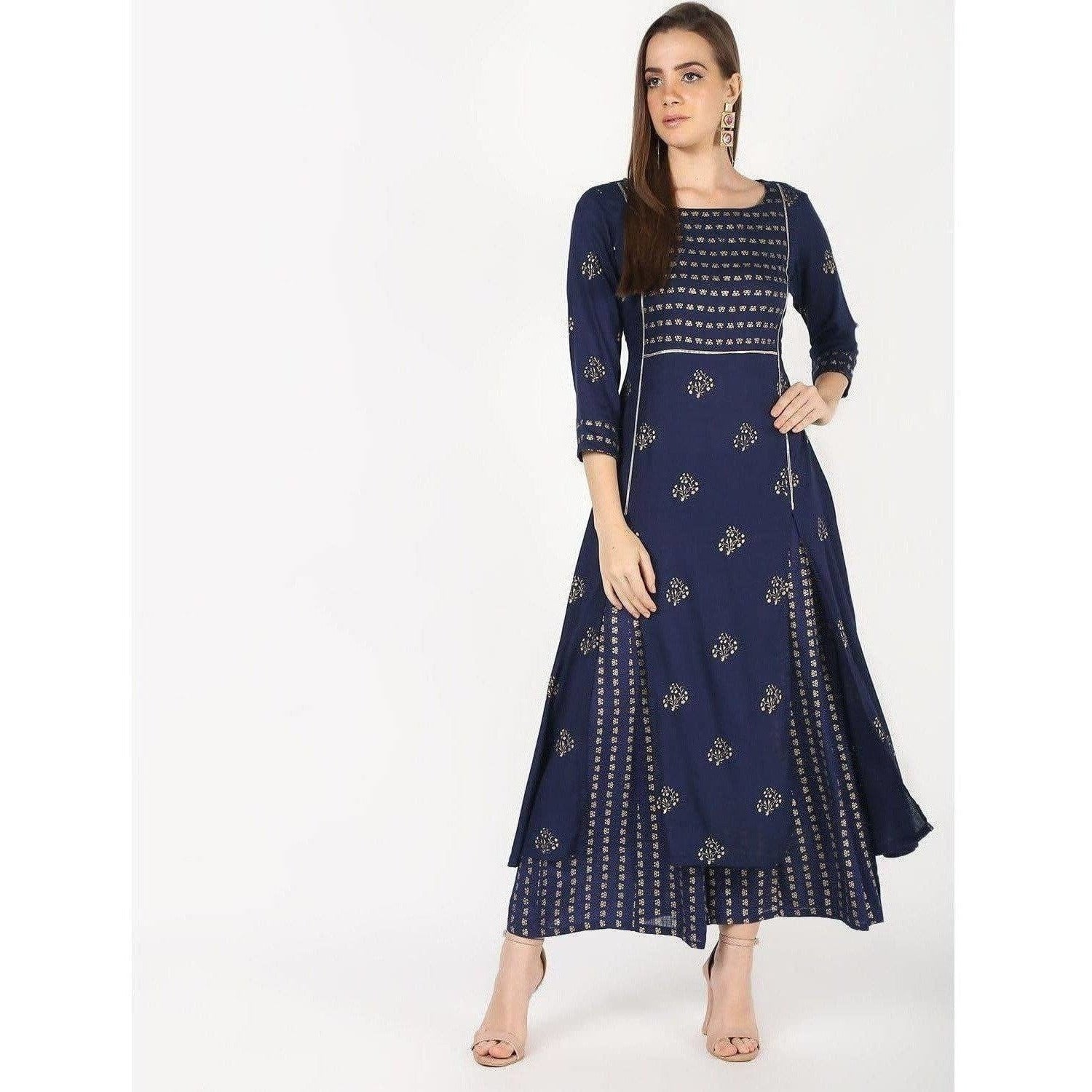 Cheera Women's Hand Block Print A-Line Kurta (CH042K) | Grocsy