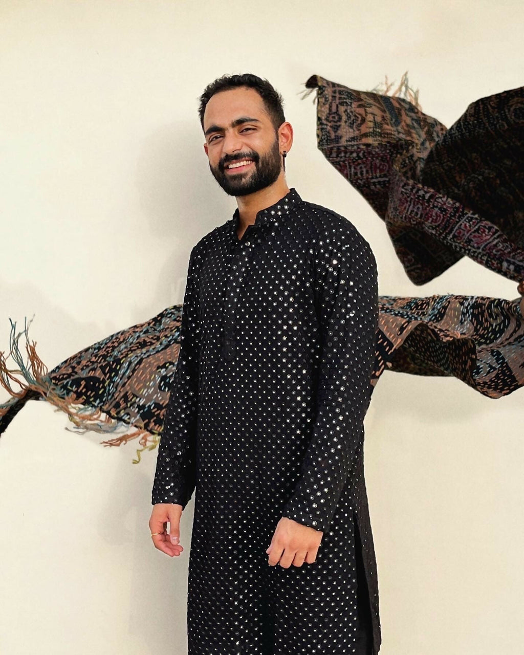 Black Mirror Work Kurta by Hilo Design | Grocsy