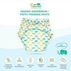 Kindermum Cotton Padded Pull Up Training Pants/Padded Underwear For Kids Peachy Star & Green Car-Set of 2 pcs | Grocsy