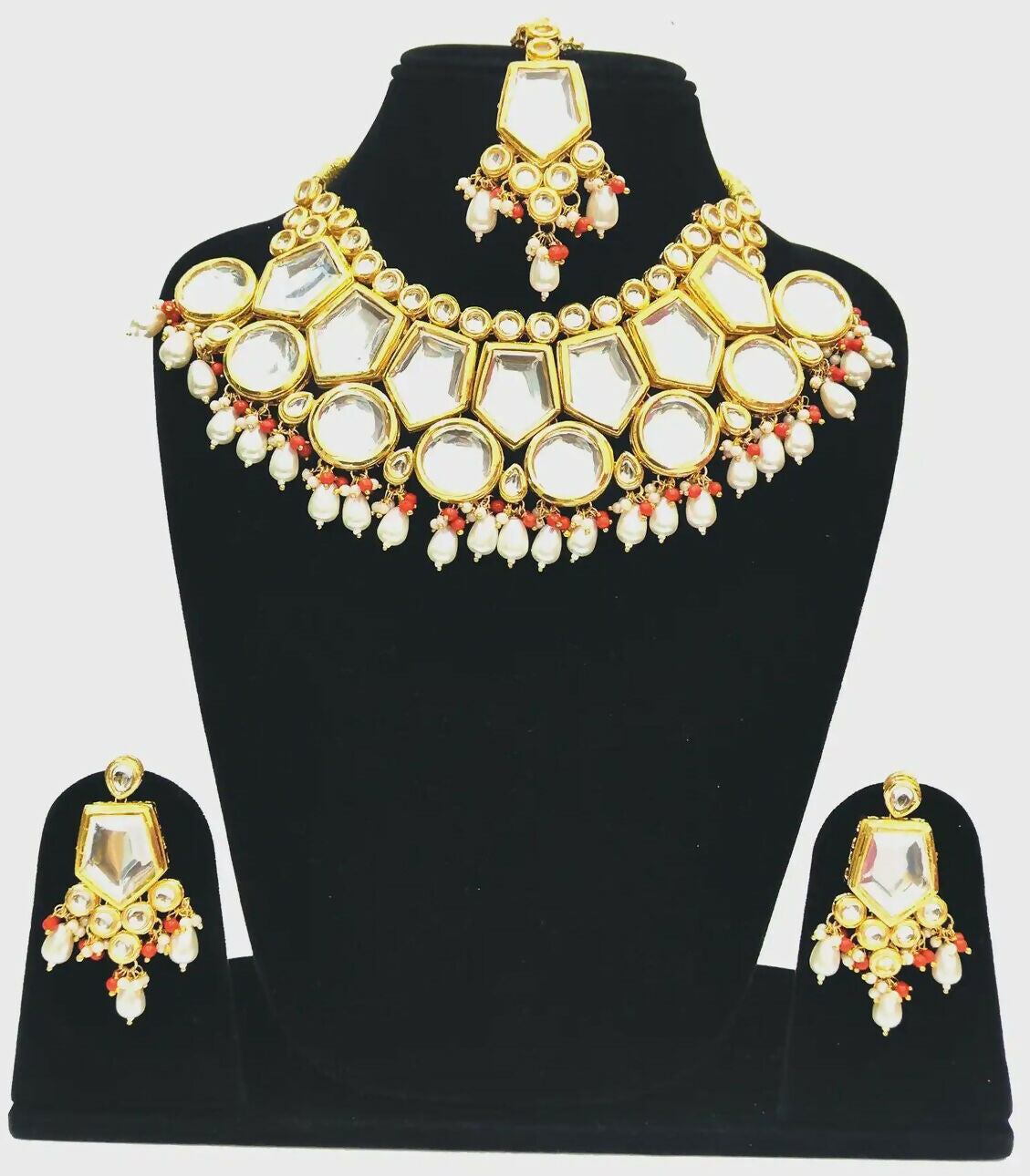 Joban Fashion Hand Made High Quality Gold Plated Base Metal Alloy Kundan Stone Studded Kundan Jewellery Set | Grocsy