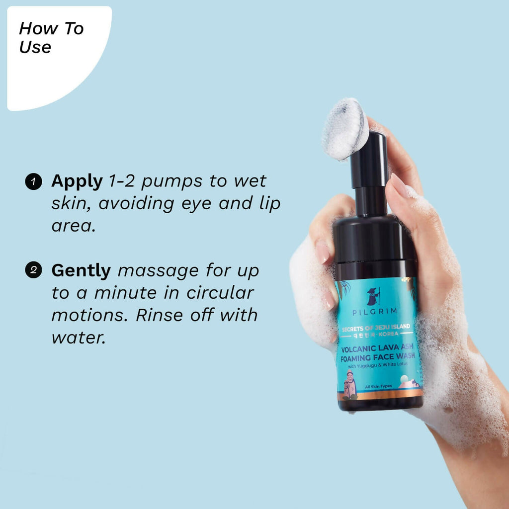 Pilgrim Volcanic Lava Ash Foaming Face Wash with Brush | Grocsy