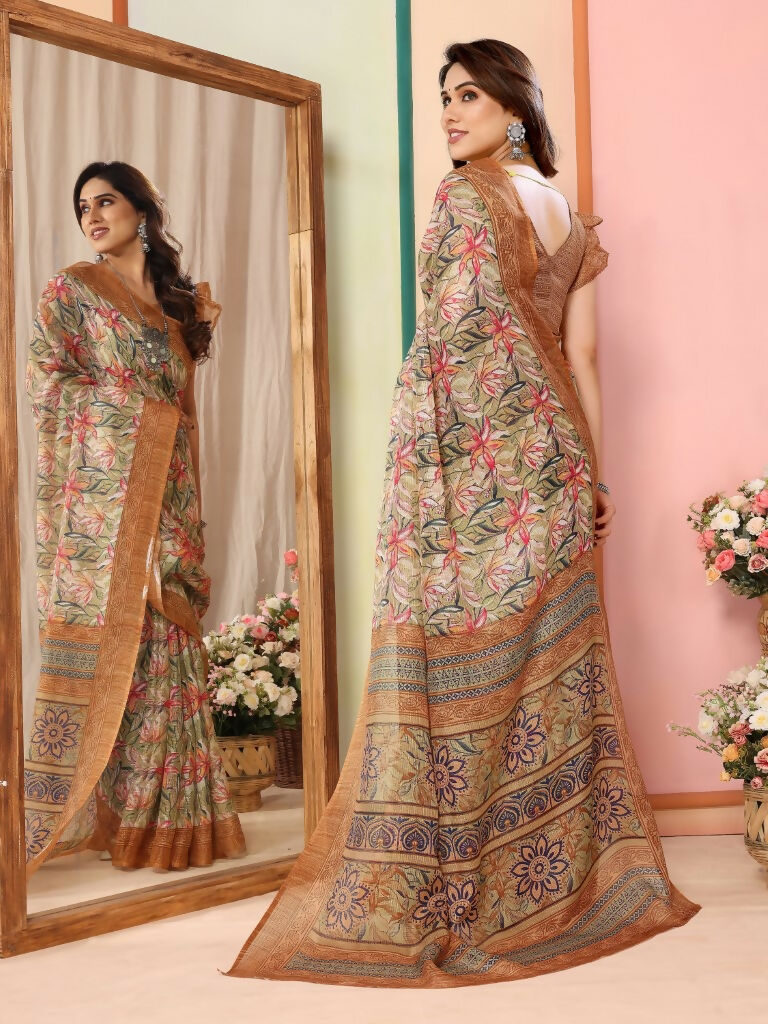 Partywear Designer Coffee Kota Doriya Fancy Saree - Dyuti | Grocsy