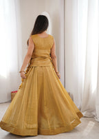 Lorenvalley Fashion Yellow Salsa Crush Plain Lehenga Choli with Koti | Grocsy