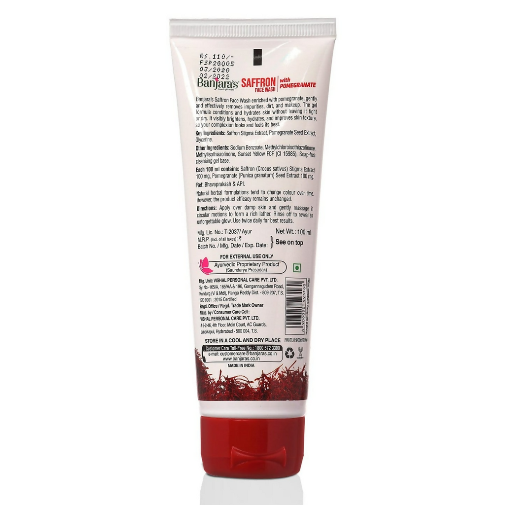 Banjara's Saffron Face Wash with Pomegranate | Grocsy