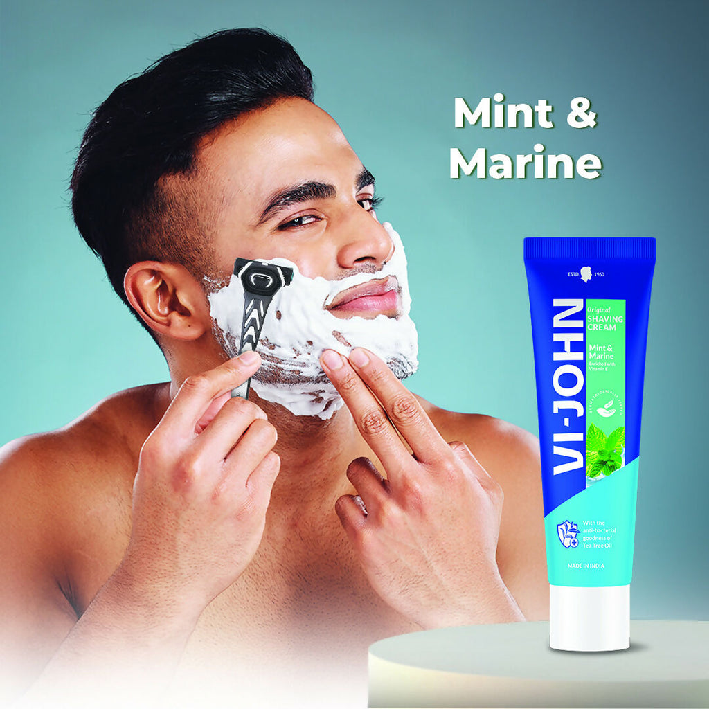 VI-JOHN Dermatologically Tested Vitamin-E enriched Anti Bacterial Mint & Marine Shaving Cream | Grocsy