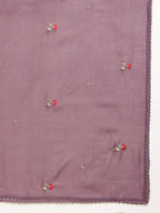 Purple Chinon Embroidered Straight Kurta with Trouser & Dupatta - Salimar | Grocsy