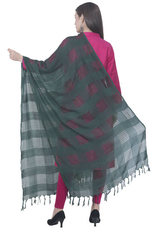 Mominos Fashion Moeza Bottle Green Window Cotton Dupatta | Grocsy
