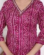 Miravan Womens Magenta Bandhej Printed Rayon Kurti | Grocsy
