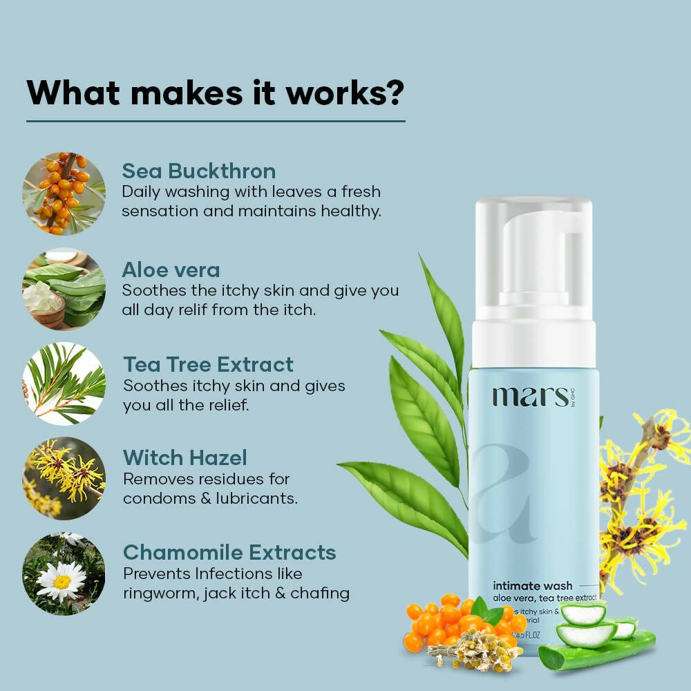 Mars By GHC Natural Intimate Wash for Men with Aloe Vera, Tea Tree Extract | Grocsy