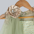 Pink Cow Fashions Zig-Zag Printed Ghagra Choli With Frill Strips | Grocsy