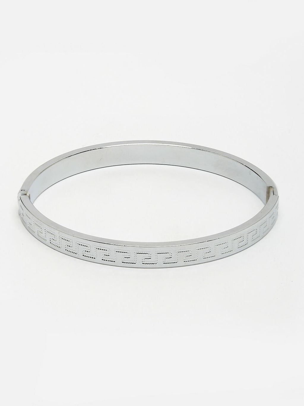 NVR Men's Silver-Plated Stainless Steel Kada Bracelet
