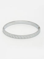 NVR Men's Silver-Plated Stainless Steel Kada Bracelet