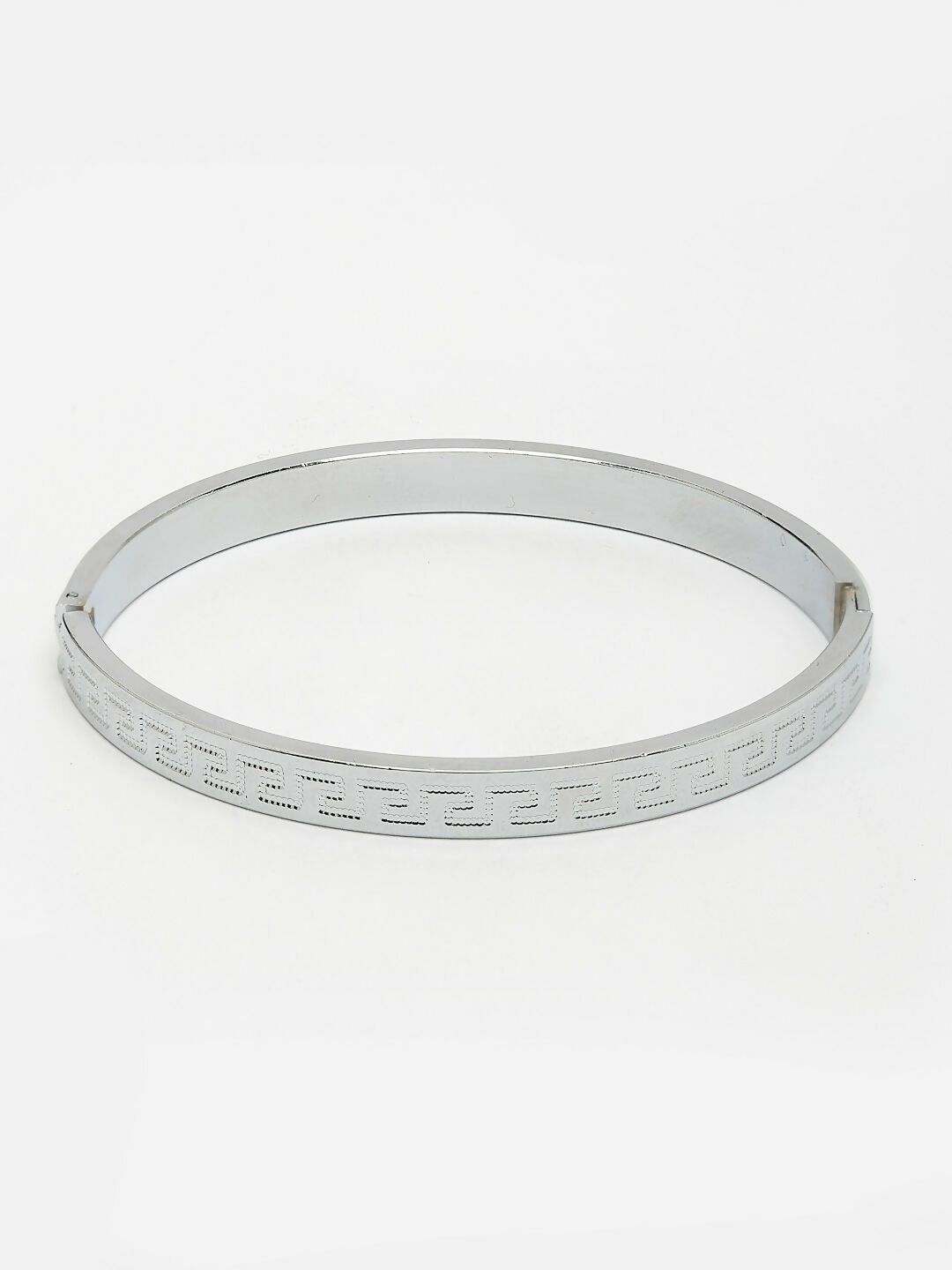 NVR Men's Silver-Plated Stainless Steel Kada Bracelet