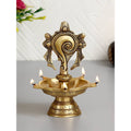 eCraftIndia Gold-Toned Shankha Handcrafted Diya with 5 wicks | Grocsy