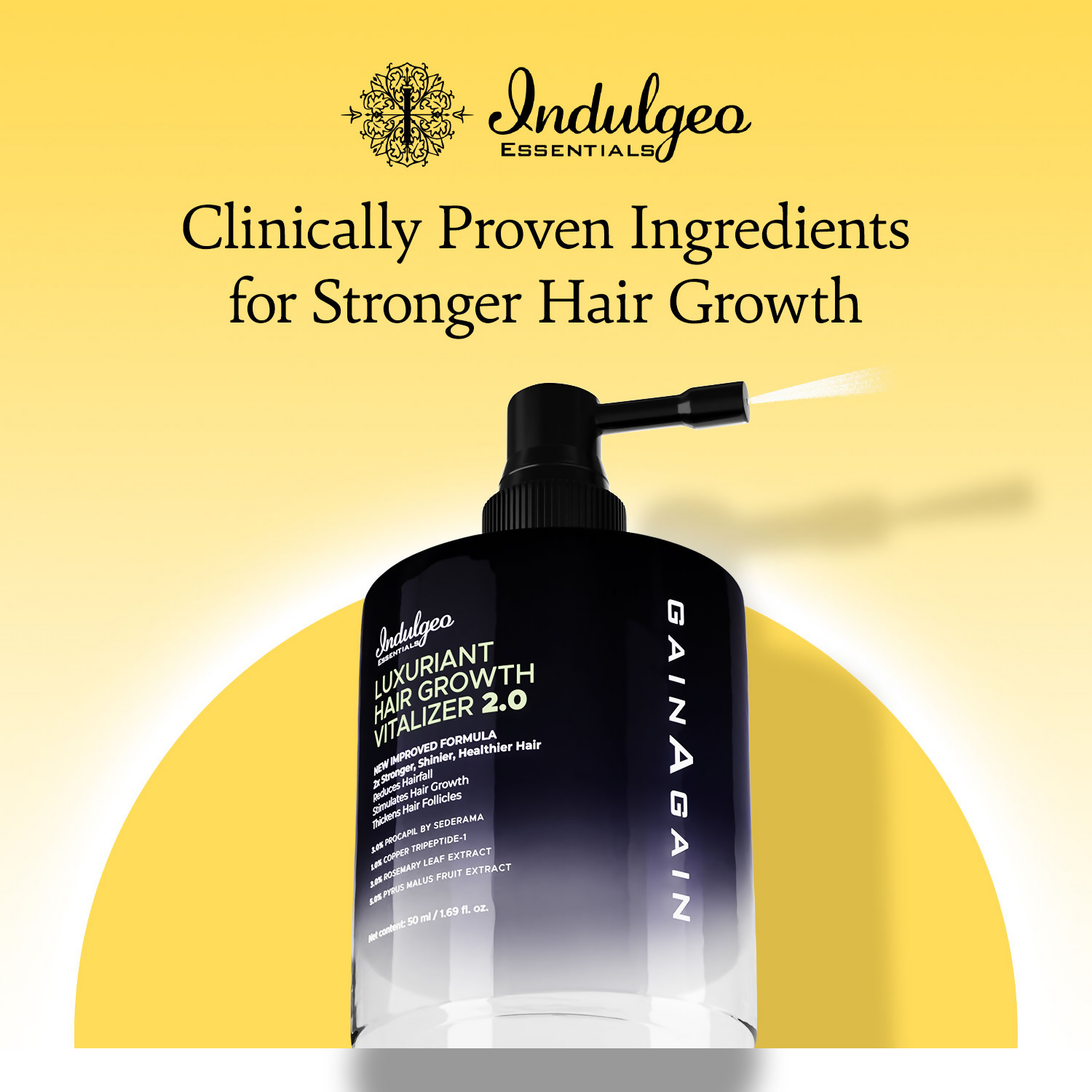 Indulgeo Essentials Luxuriant Hair Vitalizer 2.0 - Non Oily Serum For Hair Growth | Grocsy