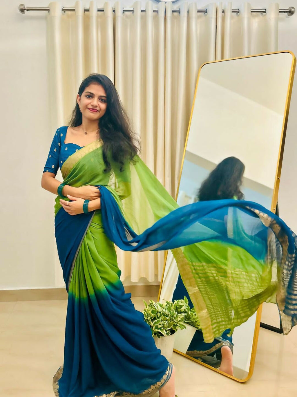 Exclusive Collection Green Party Wear Georgette Saree | Grocsy