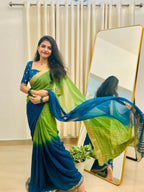 Exclusive Collection Green Party Wear Georgette Saree | Grocsy