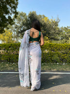 Vamsee Grey Chiffon Designer Saree | Grocsy