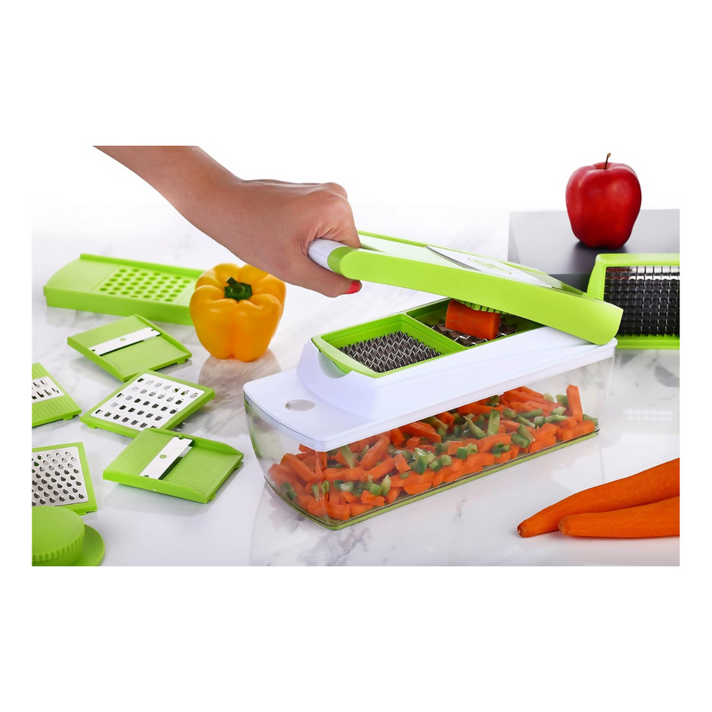 Signoraware 14 in 1 Multi-Purpose Vegetable and Fruit Chopper - Multicolour, Plastic Body | Grocsy